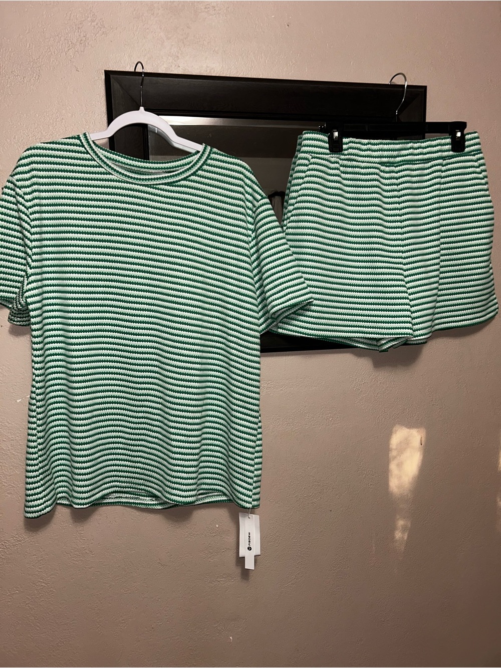 NWT Striped Mint & White Two-Piece Set